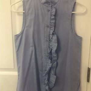 Tibi blue Sleeveless Ruffle Top